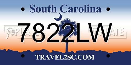7822LW South Carolina License Plate