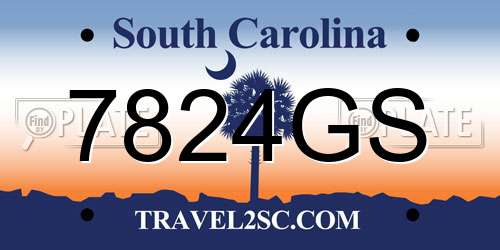 7824GS South Carolina License Plate