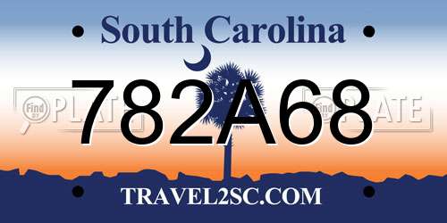 782A68 South Carolina License Plate