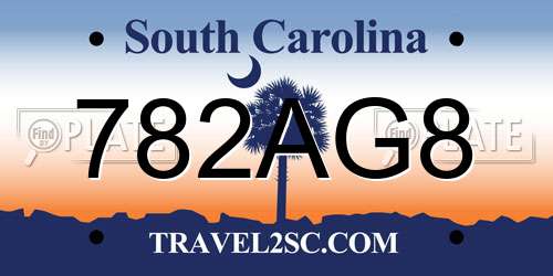 782AG8 South Carolina License Plate