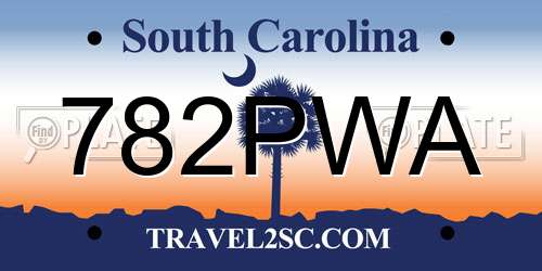 782PWA South Carolina License Plate