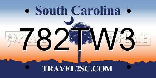782TW3 South Carolina License Plate