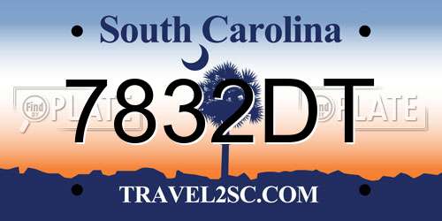7832DT South Carolina License Plate