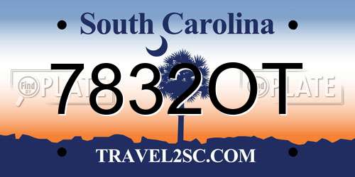 7832OT South Carolina License Plate