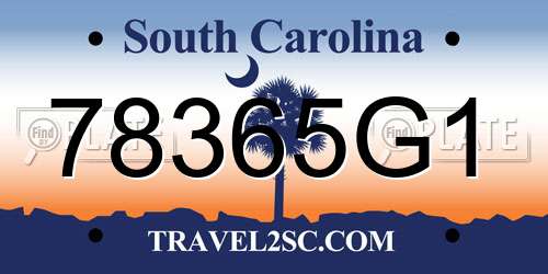 78365G1 South Carolina License Plate