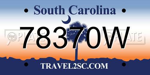 78370W South Carolina License Plate