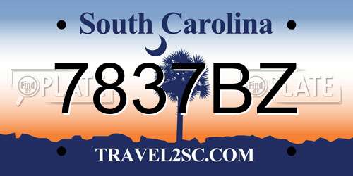 7837BZ South Carolina License Plate