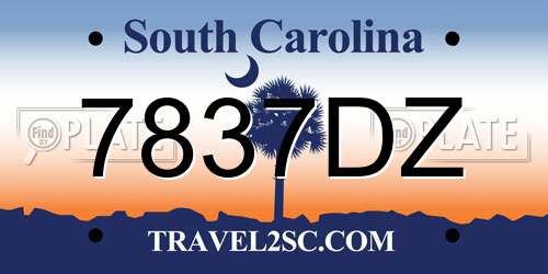 7837DZ South Carolina License Plate