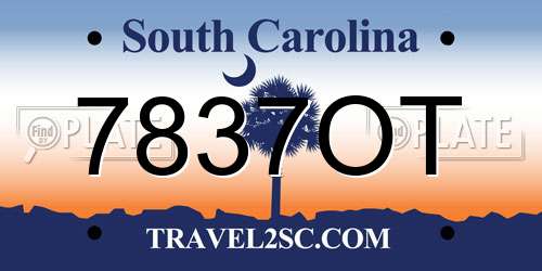 7837OT South Carolina License Plate