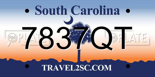 7837QT South Carolina License Plate