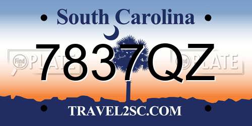 7837QZ South Carolina License Plate