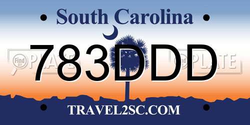 783DDD South Carolina License Plate
