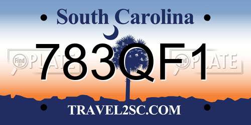 783QF1 South Carolina License Plate