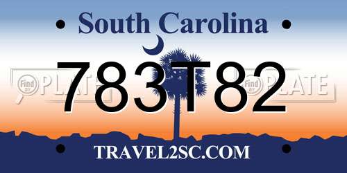 783T82 South Carolina License Plate
