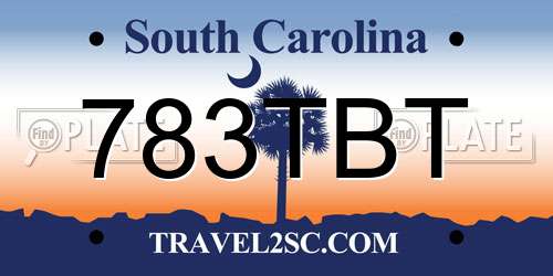 783TBT South Carolina License Plate