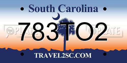 783TO2 South Carolina License Plate