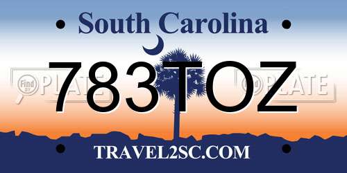 783TOZ South Carolina License Plate