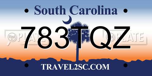 783TQZ South Carolina License Plate