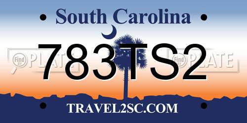 783TS2 South Carolina License Plate