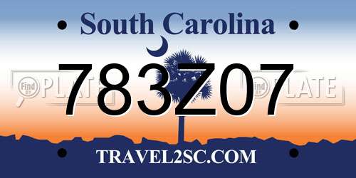 783Z07 South Carolina License Plate