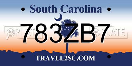 783ZB7 South Carolina License Plate