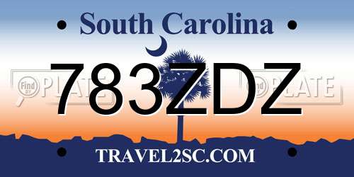 783ZDZ South Carolina License Plate