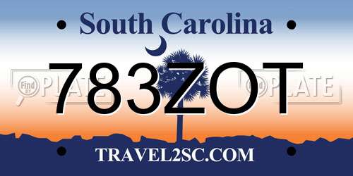 783ZOT South Carolina License Plate