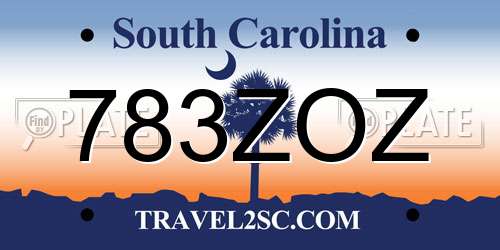 783ZOZ South Carolina License Plate