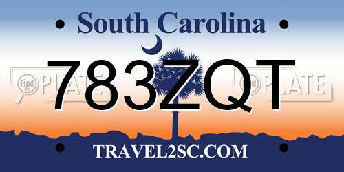 783ZQT South Carolina License Plate