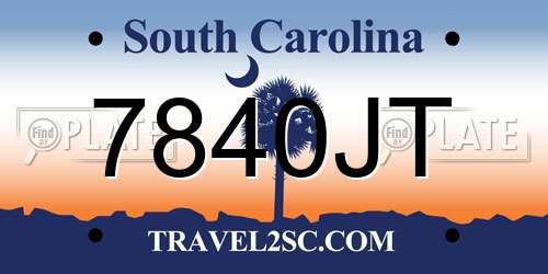 7840JT South Carolina License Plate