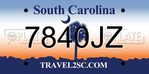 7840JZ South Carolina License Plate