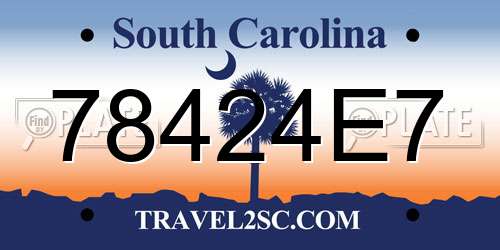 78424E7 South Carolina License Plate