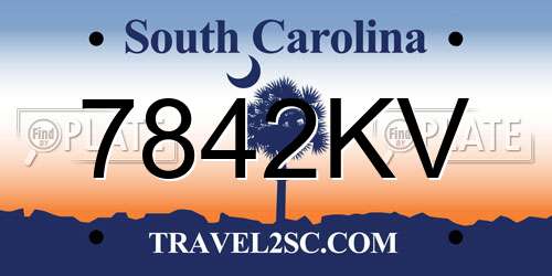 7842KV South Carolina License Plate