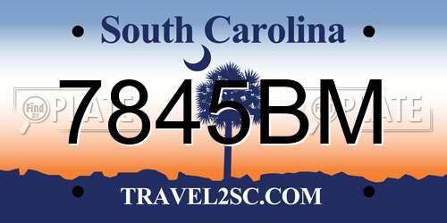 7845BM South Carolina License Plate