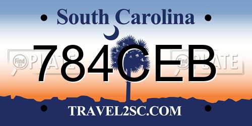 784CEB South Carolina License Plate