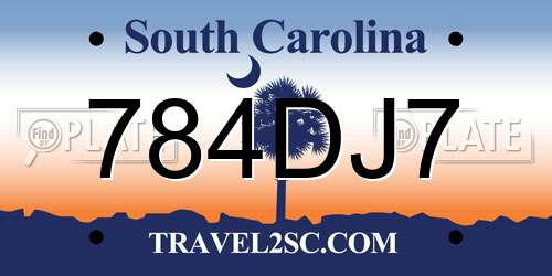 784DJ7 South Carolina License Plate