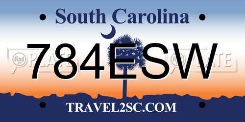 784ESW South Carolina License Plate