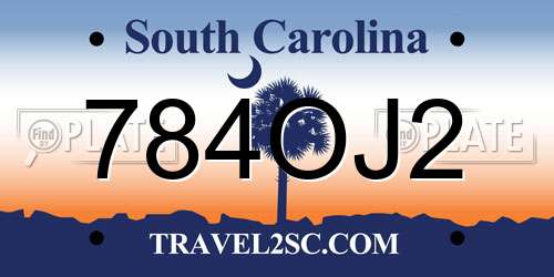784OJ2 South Carolina License Plate