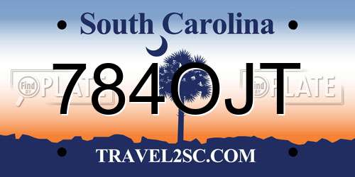 784OJT South Carolina License Plate