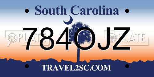 784OJZ South Carolina License Plate
