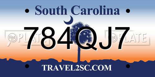 784QJ7 South Carolina License Plate