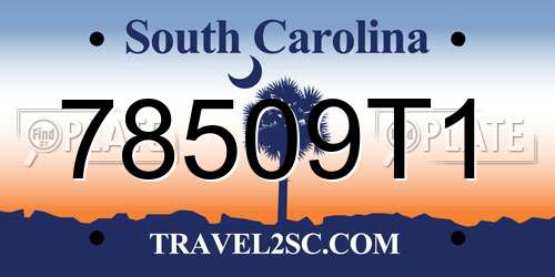 78509T1 South Carolina License Plate
