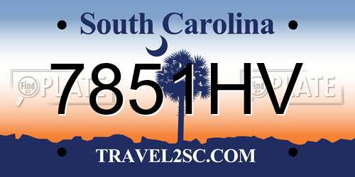 7851HV South Carolina License Plate