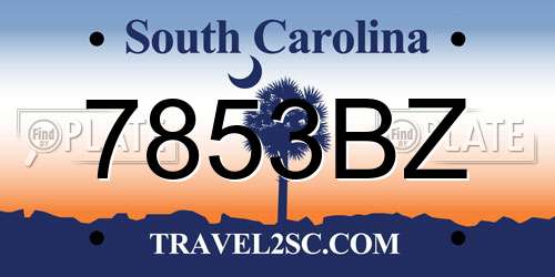 7853BZ South Carolina License Plate