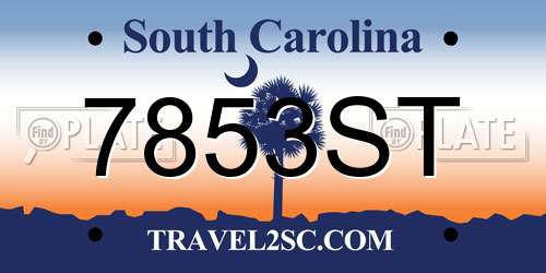 7853ST South Carolina License Plate