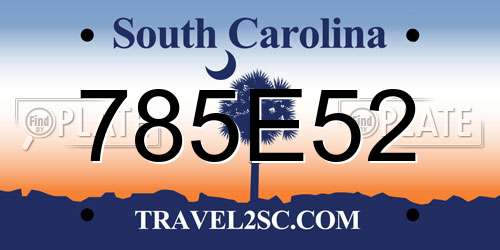 785E52 South Carolina License Plate