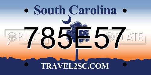785E57 South Carolina License Plate