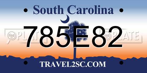 785E82 South Carolina License Plate