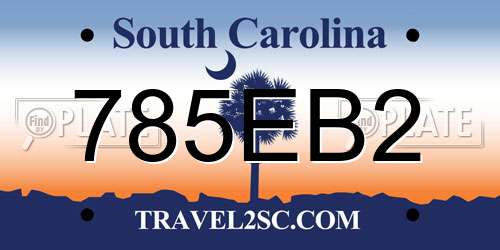 785EB2 South Carolina License Plate