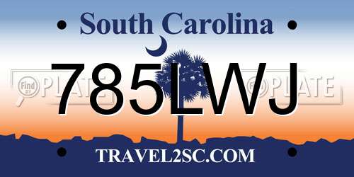 785LWJ South Carolina License Plate